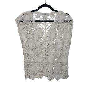 100 % Cotton White Crochet Tank-NWOT